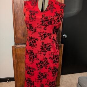 Almost Famous Red and Black Floral Midi Dress
